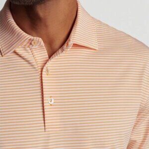 NWT Peter Millar Summer Comfort Orange Stripe Performance Polo Golf Shirt